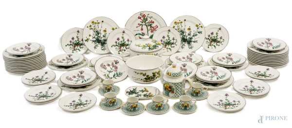 Servizio di piatti in porcellana Villeroy & Boch, XX secolo, serie "Botanica" e "Basket", pz.72, (lievi difetti)