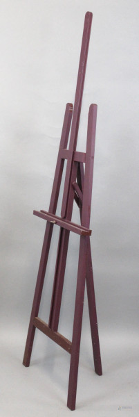 Cavalletto da pittore, in legno dipinto viola, cm h 178x50x50 (chiuso)
