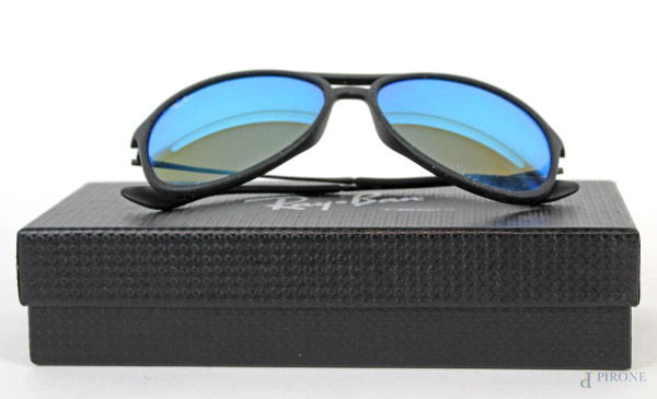 Ray-Ban Tech, occhiali da sole  a lente blu specchiata, modello a goccia, entro scatola, (segni di utilizzo).