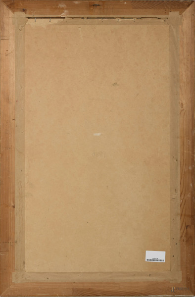 Scorcio di paesaggio fluviale, XIX-XX secolo, acquerello su carta, cm 75x45 compreso passepartout...