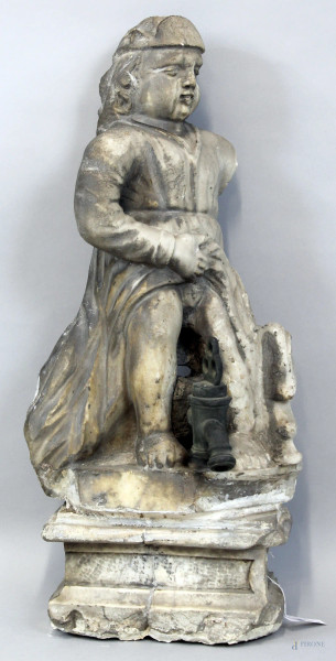 Scultore della seconda metà del XVIII secolo, Puer mingens, scultura in marmo bianco, alt. cm 71, (difetti)