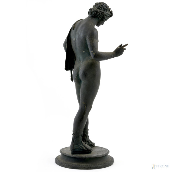 Apollo, scultura in bronzo dipinto, XX secolo, altezza cm 40 (segni di usura)