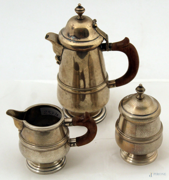 Servizio da caffè in argento, pz. 3, gr. 620