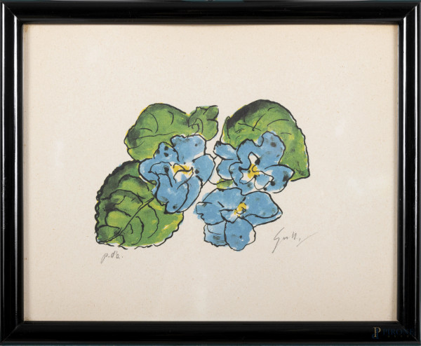 Lotto di 10 prove d'autore di Guttuso, cm 27x22, entro cornici