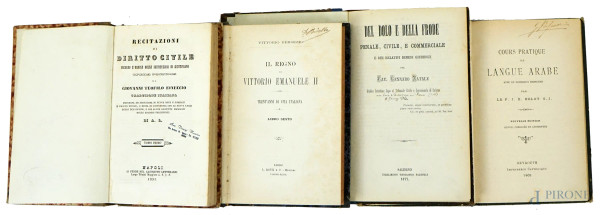 Lotto di quattro volumi del XIX-XX secolo, autori ed edizioni diverse, (difetti)