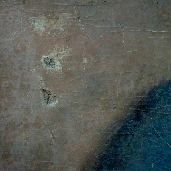 Pittore del XIX secolo, Ritratto di nobildonna, olio su tela, cm 110x84, entro cornice, (difetti)