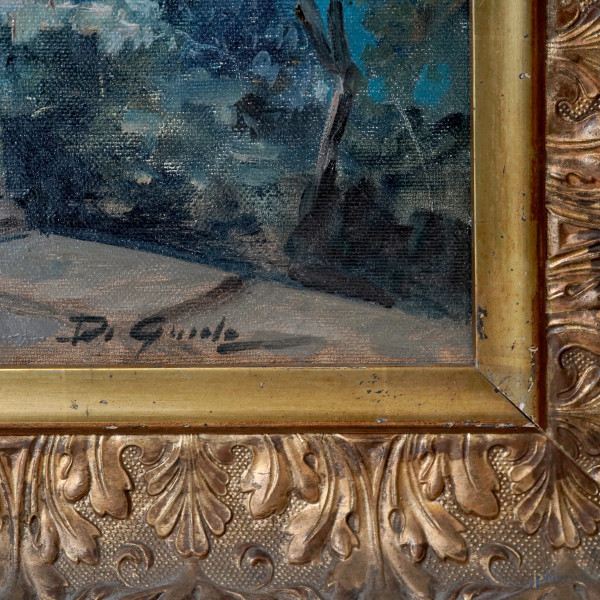 Gianni di Giuda (XX secolo). Terrazza su Capri, olio su tela, cm 46,5x66,5 entro cornice, firmato...