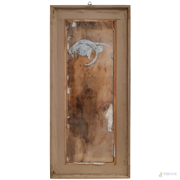 Vittorio Caproni (XX sec.) Ala d’Italia, aeropittura a tecnica mista su tavola, cm 51x15, firmato...