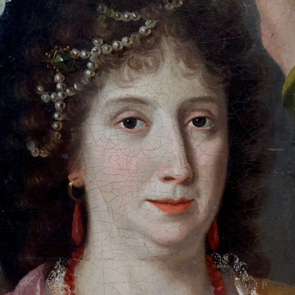 Joseph Ricci, Ritratto di pittrice con la sua famiglia, olio su tela, cm 158x124, firmato e datat...