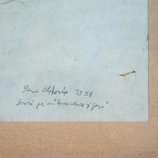 Ennio Calabria (1937-2024), Studio per "Lancio di peso", matita su carta, cm 44,5x33,5, firmato, ...