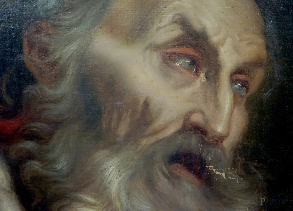 Pittore del XIX secolo, San Girolamo, olio su tela, firmato in basso a destra, cm 5,5x45,7