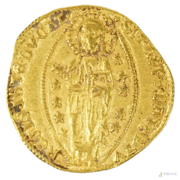 VENEZIA - MICHELE STENO (1331-1413), Ducato in oro zecchino, cm 2x2, peso gr.3,5, (difetti).