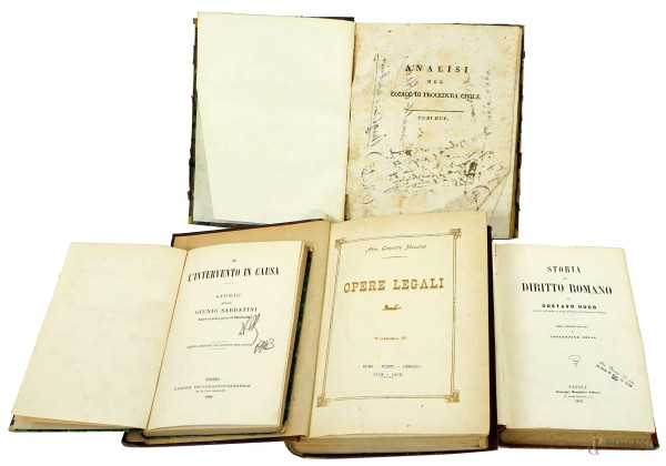 Lotto composto da quattro volumi di diritto del XIX-XX secolo, (difetti)