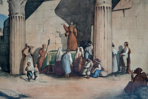 Foro di Nerva, acquarello su carta, siglato in basso Henry D., cm 43x34 entro cornice