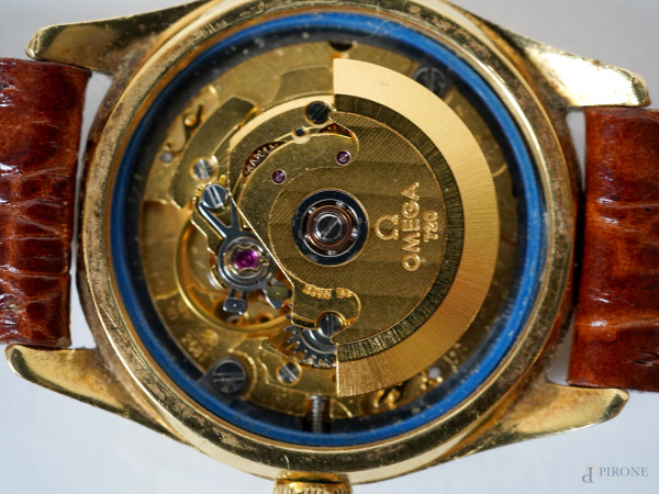 Orologio da donna Omega con cassa in oro e cinturino in pelle, quadrante circolare 25 mm, BA56602...