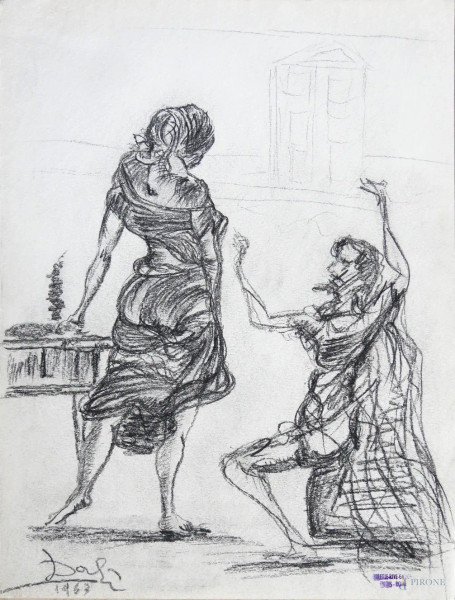 Disegno su cartoncino, cm 33 x 25, firmato in basso a sinistra e datato, provenienza: timbro Galerie Rive Gauche Paris