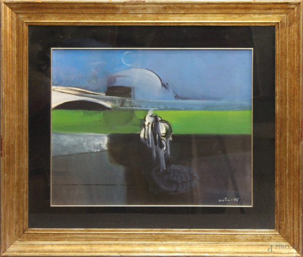 Carlo Quattrucci - Notturno, olio su tela, 40x50 cm, entro cornice