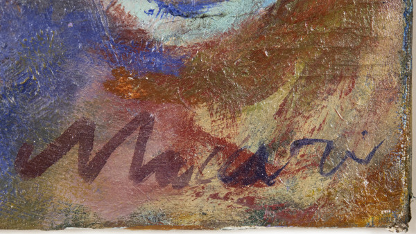 Mino Maccari (Siena 1898 - Roma 1989), Volti, olio su cartoncino telato, cm 30x24, entro cornice