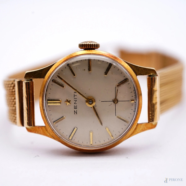 Orologio Zenith da donna in oro 18 KT, quadrante diamentro cm 2,2, lunghezza cm 18, peso totale g...