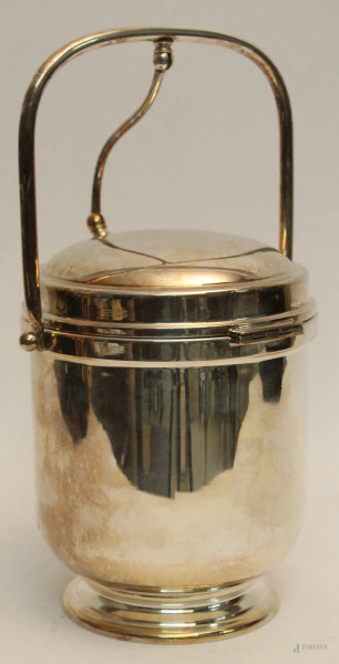 Portaghiaccio in metallo argentato, H 32 cm.