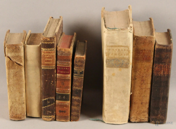 Lotto composto da otto libri di argomenti vari del XVIII e XIX sec.