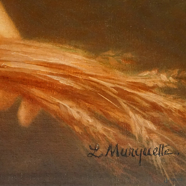 Allegoria dell'Estate, XIX secolo, olio su tela, firmato in basso a destra, cm 97,5x116