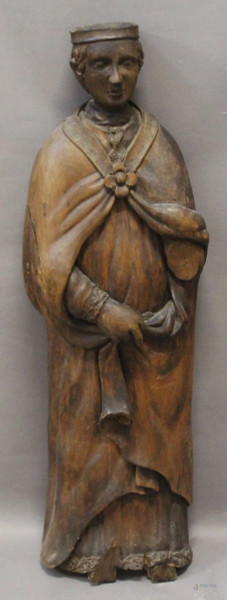 Monaco, scultura in legno intagliato, Spagna XVIII° sec, h. 103 cm