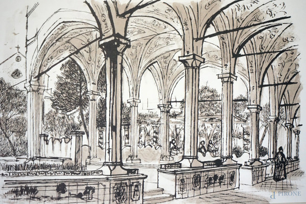 "Chiese e Piazze d'Italia di Motta", sei tavole raffiguranti scorci di piazze e monumenti di citt...