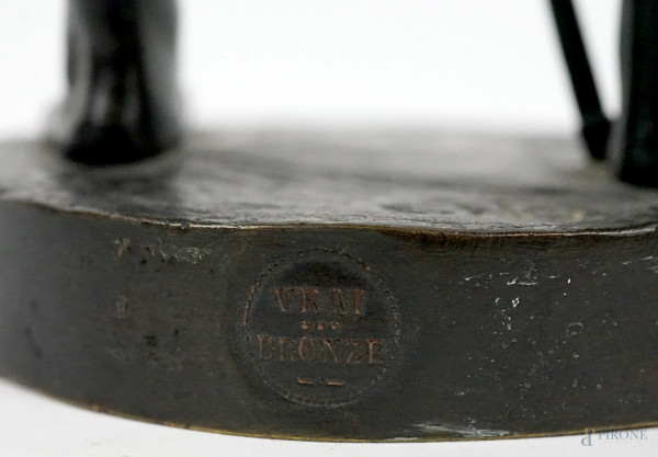 Escholier, scultura in bronzo, cm 36, (difetti)