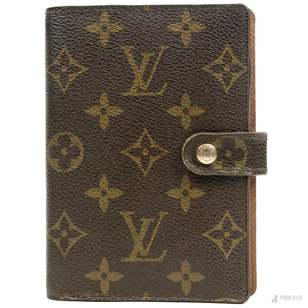 Louis Vuitton, agenda in pelle monogram, cm 14,5x11x2, (difetti)