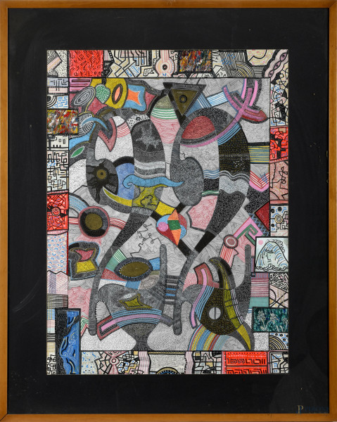 Giuseppe Vittorio Scapigliati, detto il "Toscanaccio (1946) Senza Titolo, tecnica mista su cartone, cm 80x60 entro cornice