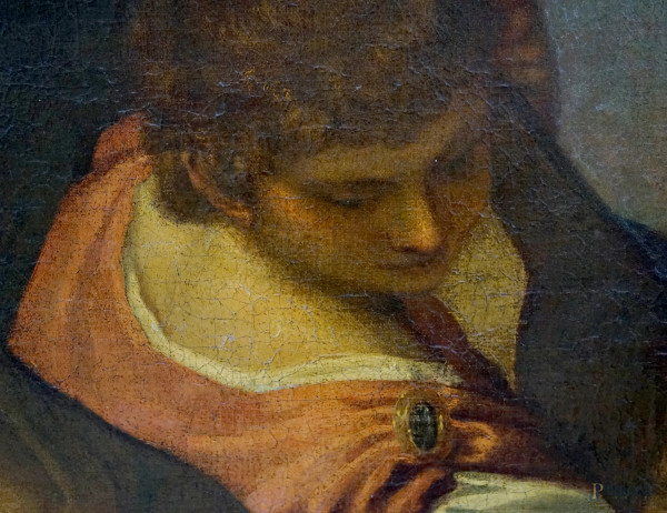 Scuola veneta del XVII secolo, Matrimonio mistico di Santa Caterina, olio su tela, cm 140x149, en...