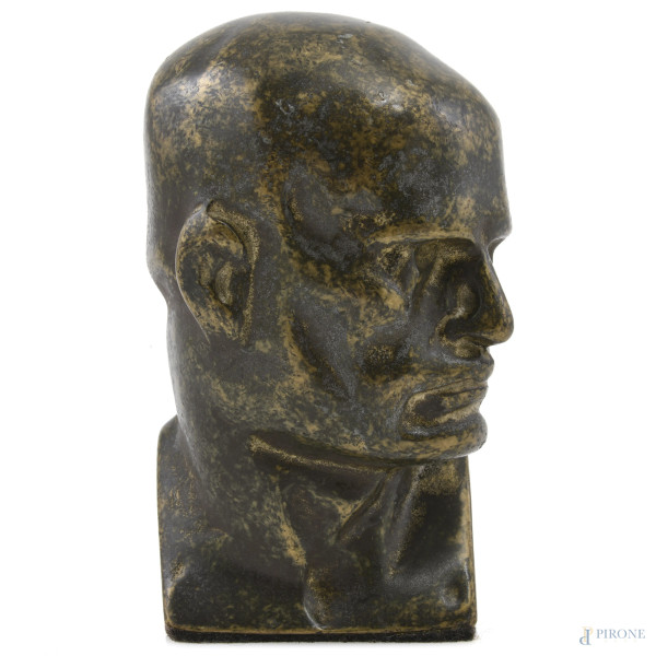 Duce, XX secolo, scultura in bronzo, altezza cm 14