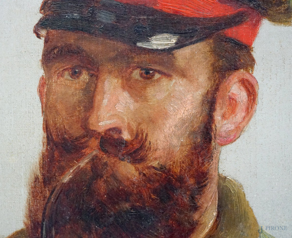 Raymond Desvarreux Pau (1876 – Parigi 1961), Ritratto di due militari, olio su tela, cm 33x41, fi...