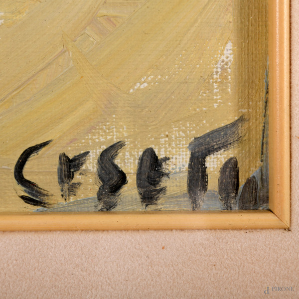 GIUSEPPE CESETTI (1902-1990), Cavalli con mucche, olio su tela, firmato in basso a destra, cm 54x...