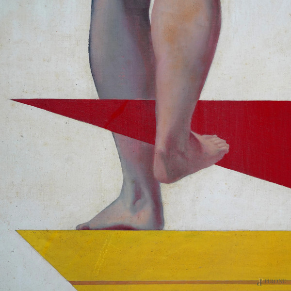 Bruno Bruni, L'enigma di sempre, olio su tela, firmato in basso a sinistra, cm 120x100, entro cor...