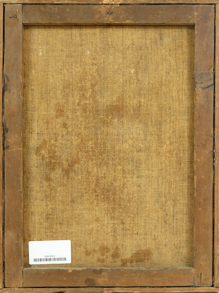 Ritratto di giovane donna con cappello, olio su tela, XVIII secolo, cm 38x28,2