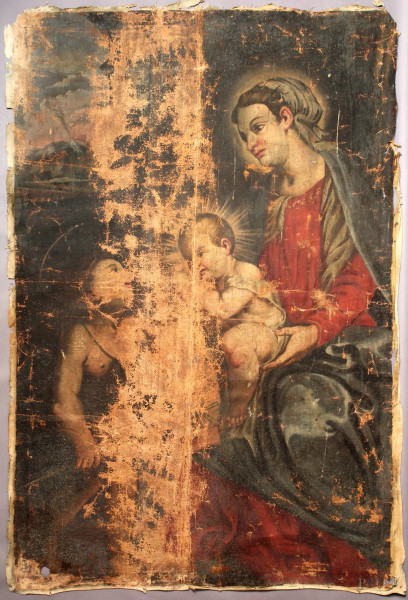 Madonna con Bambino e San Giovannino, olio su tela, cm. 150x105, XVIII sec.