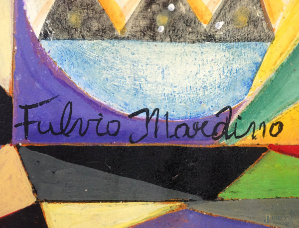 Fulvio Mardino "Fumardino", Esibizione volo futurista, tempera su carta, cm 26x20, firmato in bas...