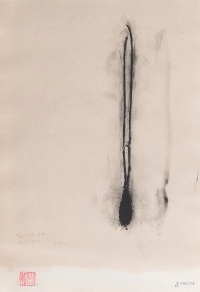 Piero Pizzi Cannella (1955), Gioia del cuore, stampa su carta, firmato in basso a sinistra, cm 50x34,5, (segni di usura, tracce di piegatura)