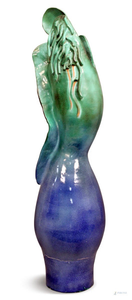 Vaso in maiolica smaltata, autrice Rita Calisi, H 126 cm.