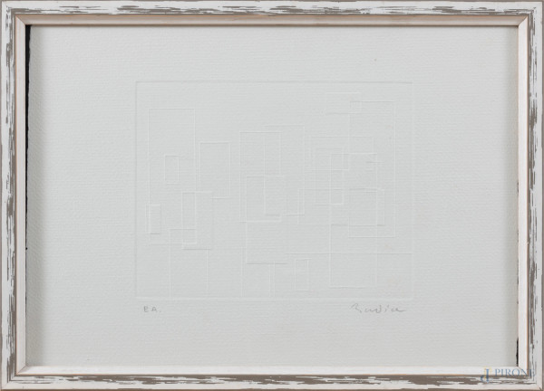 Mario Radice (1898-1987), Senza titolo, carta estroflessa, cm 25,5x36, P.A., firmata in basso a destra,