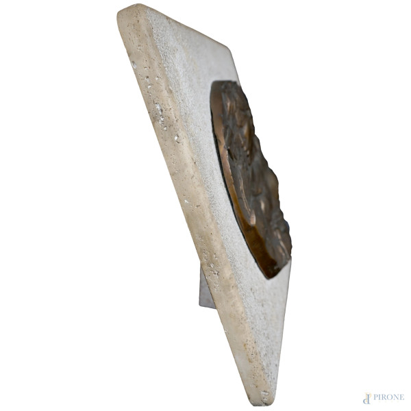 Emilio GRECO (1913-1995), La forza, medaglia in bronzo applicato su marmo, diametro placca cm 30....