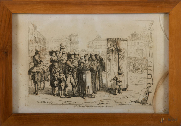 Lotto di 24 incisioni di Bartolomeo Pinelli, cm 23x36 entro cornice, (difetti, gore e tracce di u...