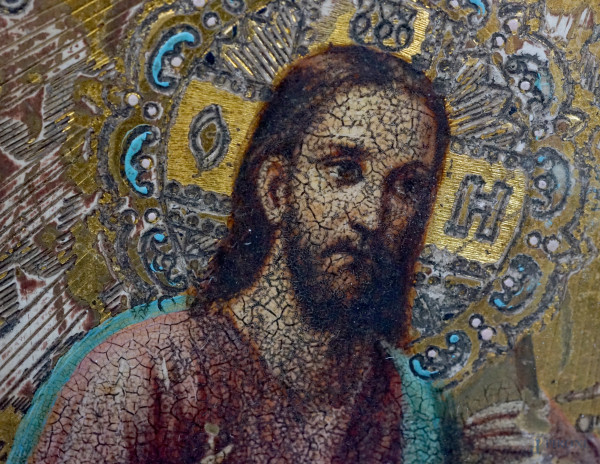 Trinità, Russia, XIX secolo, tempera su tavola, cm 26,5x22, entro cornice