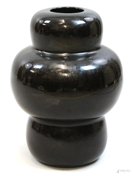 Vaso in maiolica smaltata nera Lambert, cm h 43, XX secolo