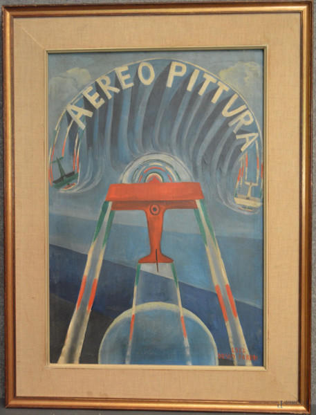 Desio Fabbri, aereopittura 1922, olio su tela 40x60 cm entro cornice