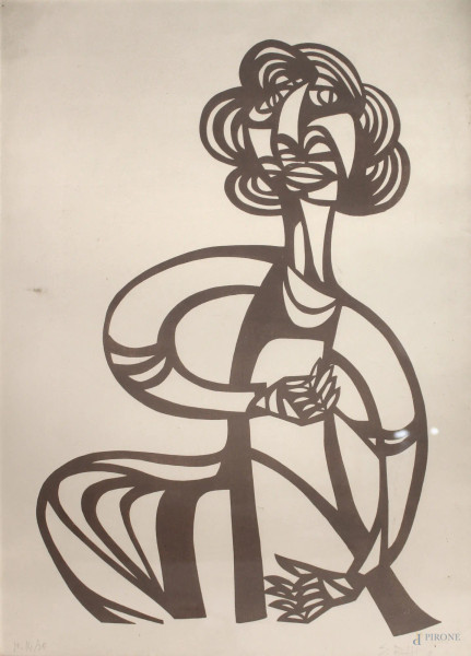 Sergio Ruffolo - Figura, litografia N&#176; 14/25, cm 70 x 50, entro cornice.