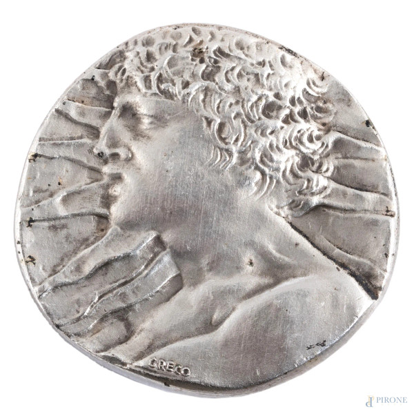 Moneta commemorativa per l'autostrada IRI Italstat A23 Udine-Tarvisio 1986 in argento 800/000, diametro cm 3, peso gr 20