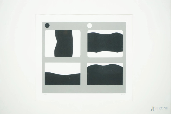 Alberto  Burri - Lettere - tavola C, 1969, serigrafia, es. 90/90, cm 35x50, entro cornice
